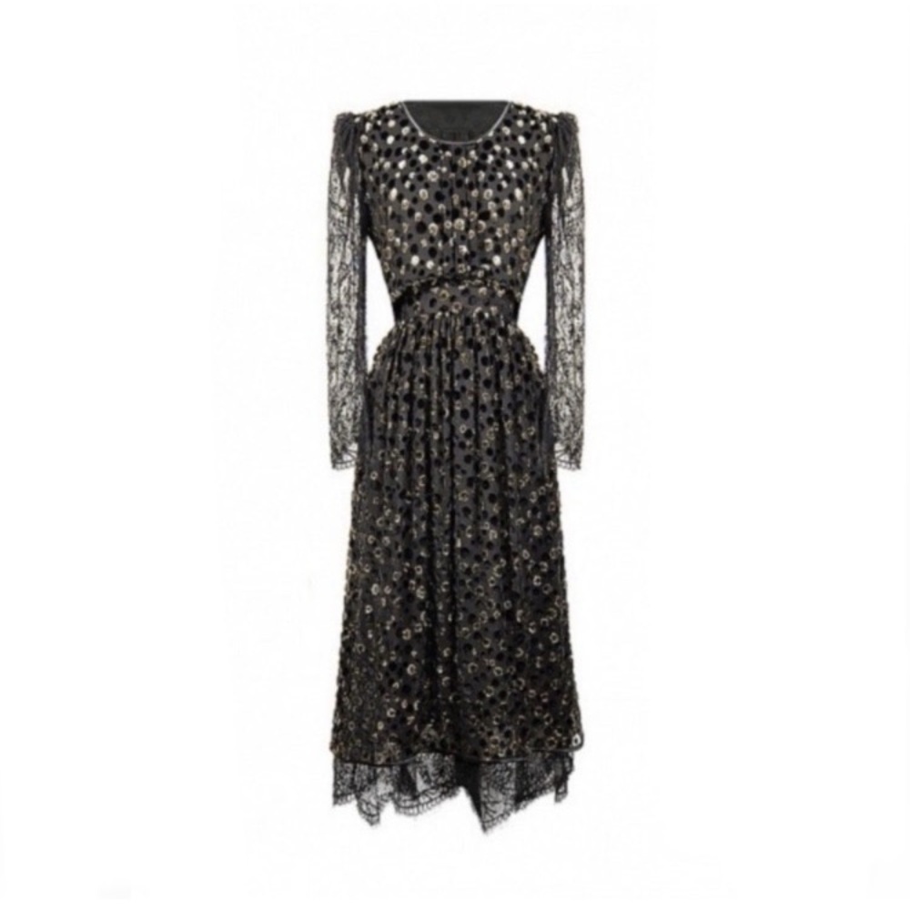 Valentino Night 1970’s Vintage Velvet Polka Dot Dress 10